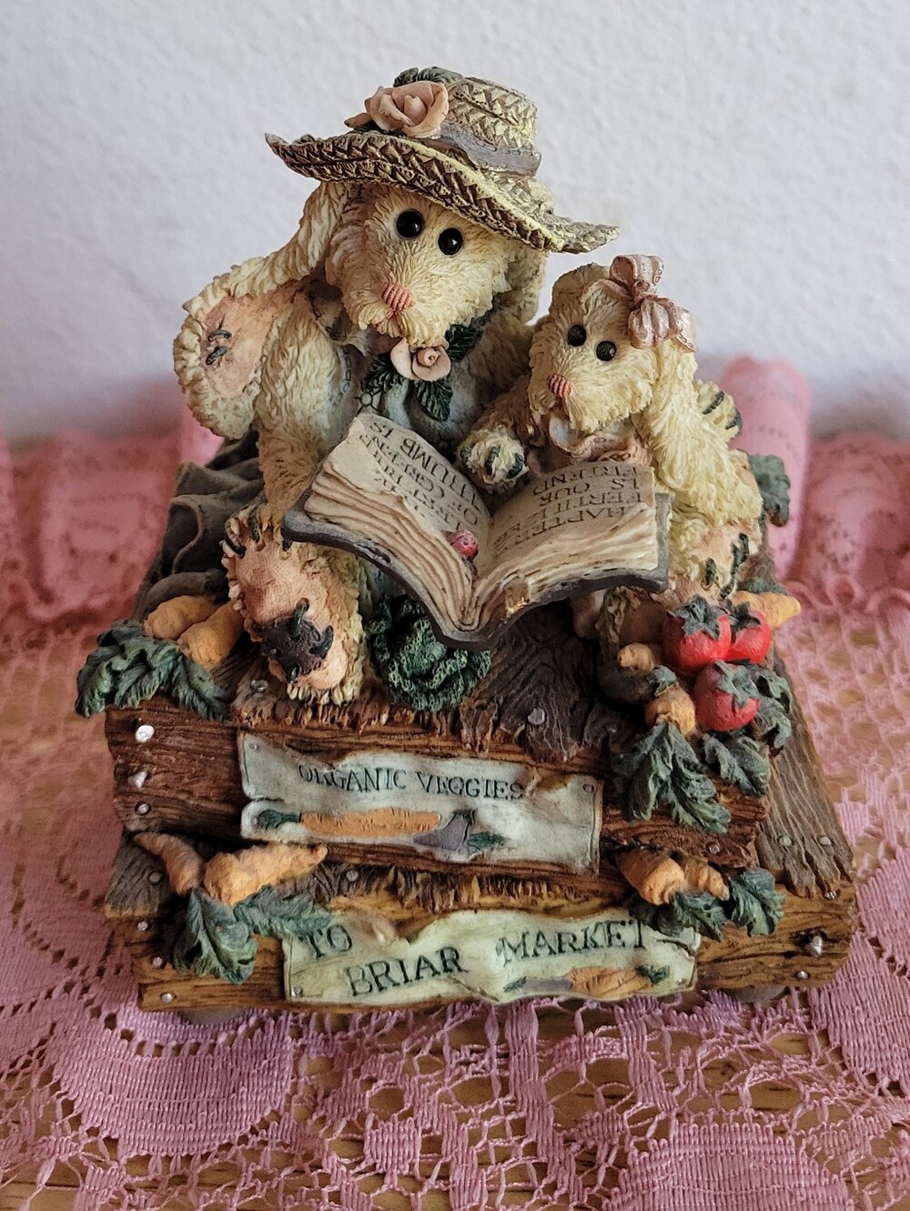 Boyds Bear Bearstone Daphne & Eloise Bunny Musical Figurine